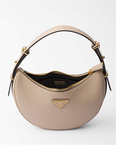 Travertine Prada Arqué Leather Shoulder Bag 